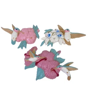 Colibrì Decorazione Parete Floreale Vintage Burwood Stile Pastello 3303 Set di 3 1993 - Foto 1 di 3