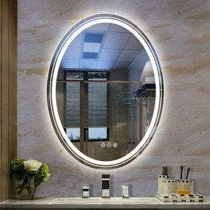 Large Bathroom Vanity Mirror Oval Wall Frameless Bight LED Lighted Makeup Mirror - Picture 1 of 12
