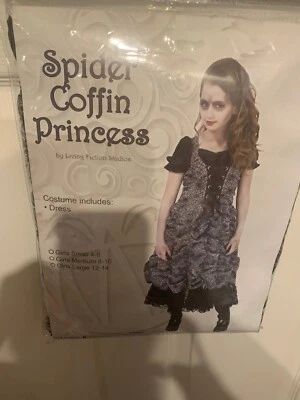 全新 蜘蛛棺材 公主服装 儿童 尺寸 L 12-14 活体小说连衣裙 — 第 1/4 张图片