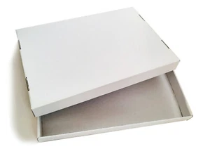 Set 4 pezzi scatola in cartone bianco con coperchio 41x28,5x4,2 cm - Foto 1 di 2