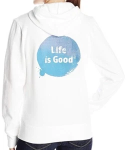 NWT Women's Life is Good White Ombre Dot LS Hoodie Sweatshirt - Picture 1 of 4