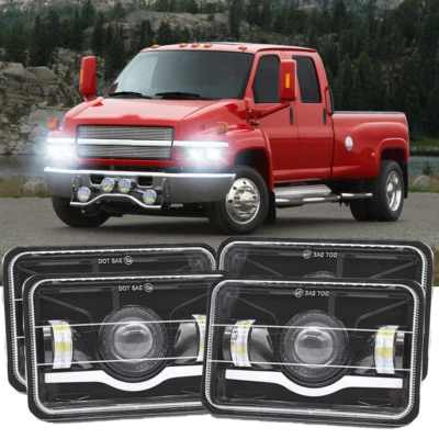4 LED Headlights 4X6 2003 to 2009 for Chevy Kodiak C4500 C5500 Sealed Beam - Image 1 of 4