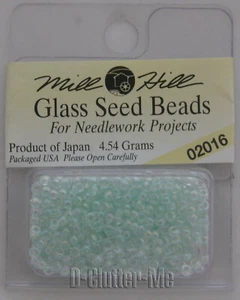 MILL HILL GLASS SEED BEADS CRYSTAL MINT GREEN 2MM #02016 4.54 GRAMS PACK X 3 - Picture 1 of 1