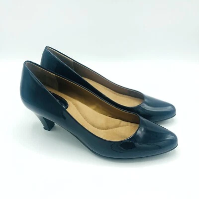 Giani Bernini Women's Blue Leather Patent Memory Foam Heels Pumps Size 9 - Image 1 of 4