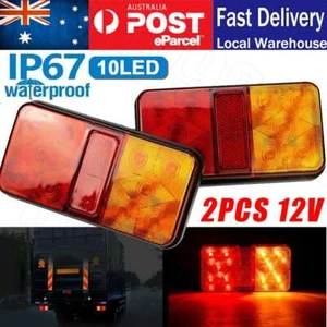 2X 10 LED Waterproof 12V Rear Stop Brake Turn Tail Lights Truck Trailer Caravan - Picture 1 of 12