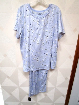 CROFT&BARROW-AZUL/MULTI-FLORAL-MANGA CORTA-CUELLO REDONDO-PIJAMA-TALLA-2X- Foto 1 de 3