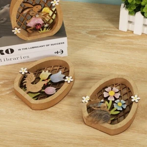 Hollow Easter Egg Ornament Wooden Hand Craft Party Accessory - Picture 1 of 10
