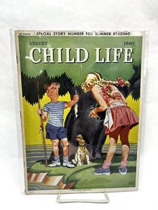 CHILD LIFE August 1940 MAGAZINE Adventure VTG Fishing - Picture 1 of 2