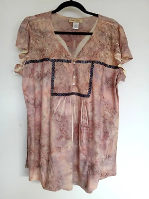 Plus XL 米黄色印花罩衫,胸部刺绣。 波西米亚,嬉皮士 — 第 1/4 张图片