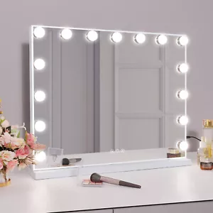 FENCHILIN Hollywood Makeup Mirror With Lights 15 LED Lighted Vanity Mirrors Wall - Picture 1 of 6