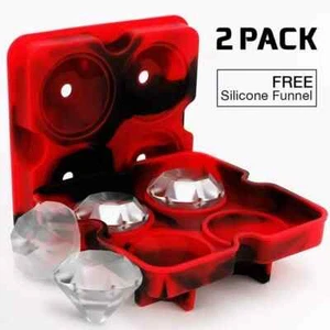 Doctor Hetzner 2x Silicone Diamond Shape 4 Ice Cube Trays Maker Mould / Mold - Picture 1 of 14