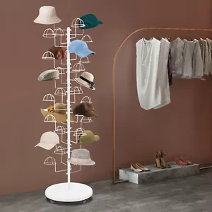 Espositore per cappelli in metallo bianco autoportante cappelli portaoggetti con 30 ganci - Foto 1 di 19