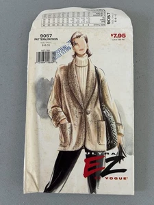 EZ Vogue Pattern 9057 Misses' 6-10 Loose-Fitting Shawl Collar Jacket Uncut - Picture 1 of 4