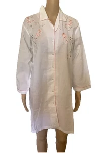 Oscar De La Renta Sleep Shirt Dress embroidery Accent size Small Sleepwear - Picture 1 of 11