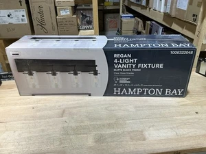 Hampton Bay Regan 29.25 in. 4-Light Matte Black Bathroom Vanity Light - Picture 1 of 5