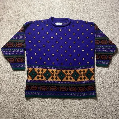 Suéter Tejido Vintage Carolina Colores Talla Grande 20 Púrpura Dorado Verde Metálico Foto 1 de 4