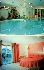Postal vintage Tropics Motor Hotel Seattle WA piscina/habitación retro  - Imagen 1 de 3