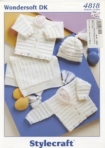 Preemie & Baby Cardigans, Hat, Blanket - Stylecraft Knitting Pattern 4818 - DK - Picture 1 of 2