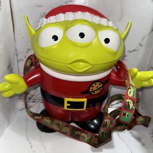 Toy Story Green Alien Pizza Planet Christmas Santa Popcorn Bucket Disney Parks - Picture 1 of 7