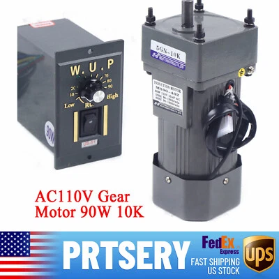 0-135RPM AC Gear Motor Electric Variable Speed Controller Torque 1:10 90W 110V - Image 1 of 4