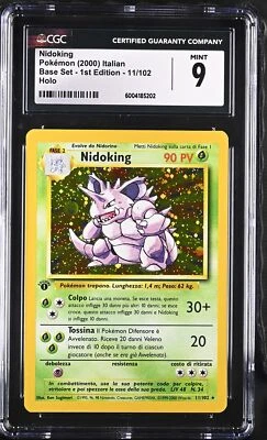 CGC 9 MINT Italian Nidoking Base Set 1st Edition 11/102 Holo Pokemon Card - Image 1 of 2