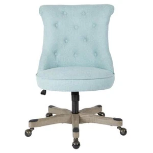 OSP Home Furnishings Task Chair Mint Fabric Tufted w/Grey Solid Wood Base+Wheels - Picture 1 of 8