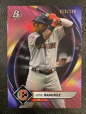 #84 Jose Ramirez 2022 Bowman Platinum - Pink parallel numbered card 13 /199 - Image 1 of 4