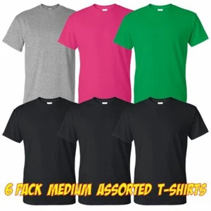 6 Gildan T Shirts Assorted Colors Size Medium (Lot M10) - Picture 1 of 2