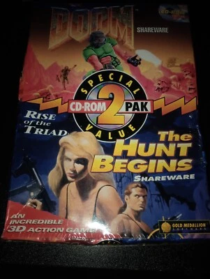 DOOM / Rise Of The Triad Shareware 2 Pak PC 1994 SEALED NEW Big Box Game rare E1 - Image 1 of 4