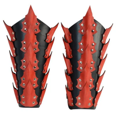 Brazo Remache Medieval Armadura Cuero PU Escala Bracer Guerrero Cosplay Brazo Protector Foto 1 de 4