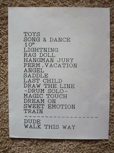 Aerosmtih Band Vintage 1980's Permanent Vacation Tour Concert Used Set List #4 - Picture 1 of 2