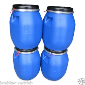 4 x 30 Liter Weithalsfass Weithalstonne Deckelfass mit Spannring + Griffmulde - Bild 1 von 1
