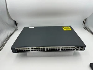 Cisco WS-C3750V2-48PS-E 3750V2 48 Ethernet 10/100 ports PoE No Rack Ears - Picture 1 of 2