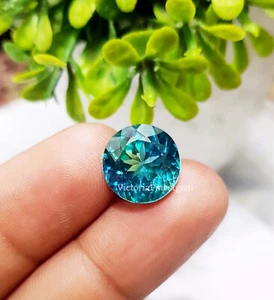 Zafiro natural azulado verde de 12,60 quilates forma redonda regalo extra piedras preciosas sueltas - Imagen 1 de 6