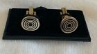 Cool 1960's silver mens cuff links with black enamel concentric circles