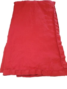 Pottery Barn LARGE tablecloth 100% Linen Solid Red 70 x 108 HOLIDAY Event  - Picture 1 of 8