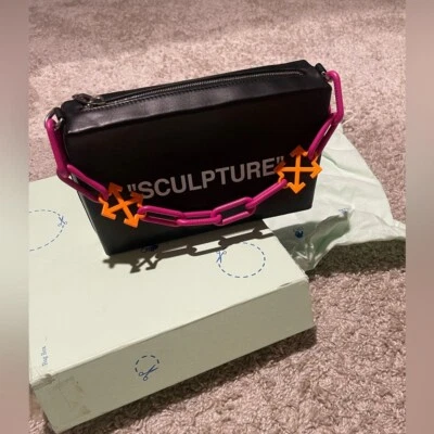 Authentic Off-white block pouch sculpture quote leather bag - Image 1 of 4