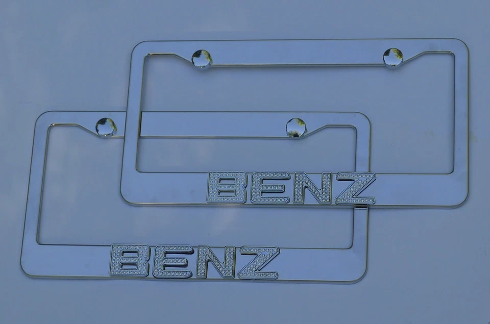 Marcos de matrícula cromados Mercedes Benz emblemas de cristal helado Swarovski 2 piezas Foto 1 de 4