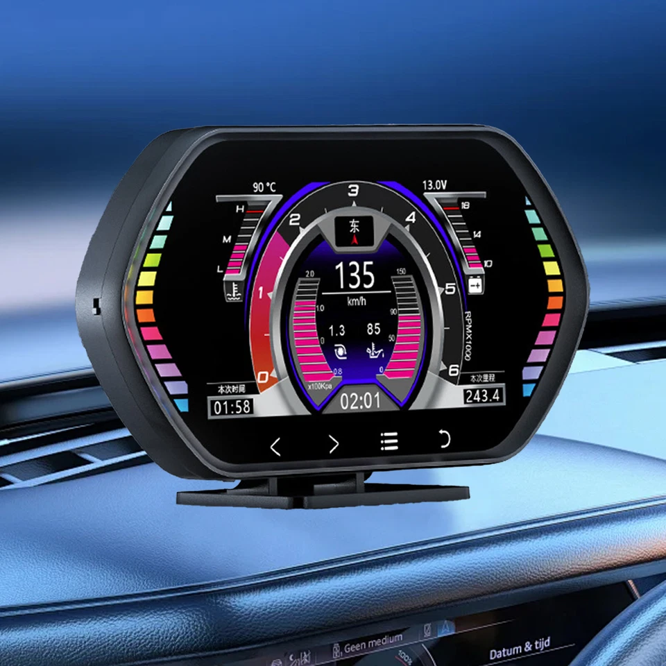 Car HUD Gauge Digital Head up Display Dual System OBD2 GPS Speedometer Alarm - Imagem 1 de 4