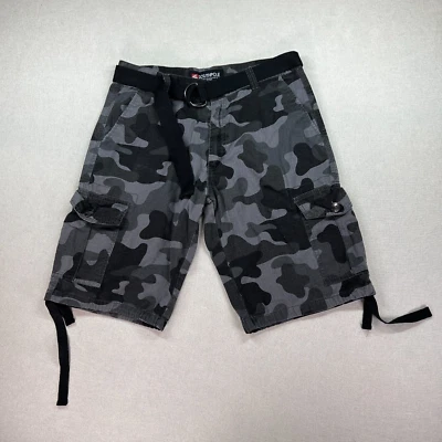 Southpole Camo Cargo Shorts Men's 34 (34x12) Gray Belted Y2K Grunge Army - Image 1 of 4