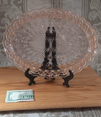 1940 Depression Era Glassware Pinkrose Tray - image 1 of 3