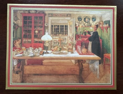 NEW 1970s Caspari Set Of 12 Christmas Cards Carl Larsson ~ Ready for Hot Toddy - Image 1 of 4