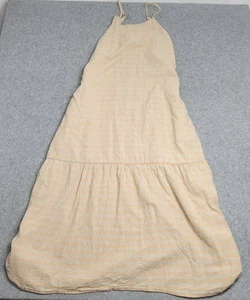 Patagonia Kleid Damen groß gelb Gingham kariert Stufen Maxi Hanf Taschen Boho - Bild 1 von 14