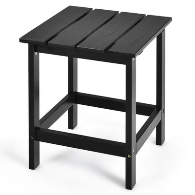 Costway Patio 15" End Side Coffee Table Square Wooden Slat Garden Deck Black - Image 1 of 4