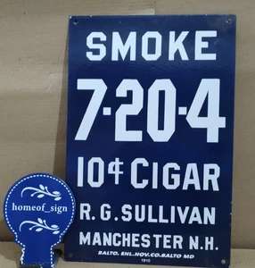 R.G. Sullivan's 7-20-4 Cigar Porcelain Enamel Sign 18  X 12 Inches 1 sides - Picture 1 of 5