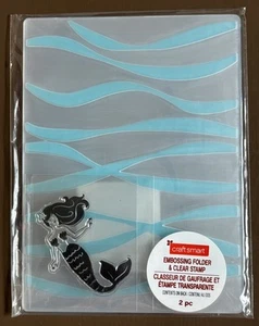 Craftsmart Wave Embossing Folder & Mermaid Clear Stamp Set RARE & NEW - Picture 1 of 2