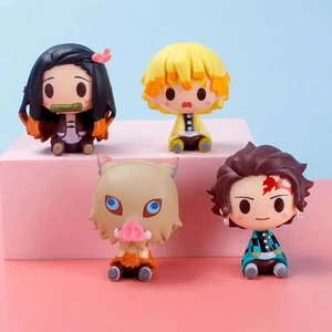 4-teiliges Demon Slayer sitzendes Mini Figuren Set Tanjiro Nezuko Inosuke Zenitsu 4 cm - Bild 1 von 6