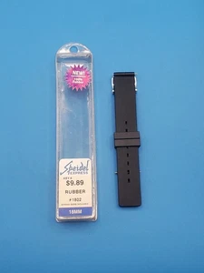 Speidel Express 18 mm Black Rubber Watch Band Bracelet New Old Stock - Picture 1 of 5