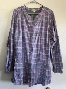 Duluth Trading Co Shirt 2XL Womens DuluthFlex Sidewinder Tunic Plaid Check - Picture 1 of 8