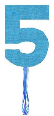 Number Five 5 Blue Pinata birthday party Pull string Hit WITH OPTION OF STICK - Image 1 of 4